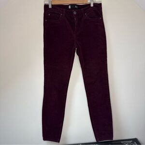 Kut From The Kloth Diana Fab Ab Skinny 8 burgundy Wine Color Corduroys High Rise